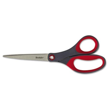 SCOTCH Scotch 1448 Precision Scissors- Pointed- 8&quot; Length- 3-1/8&quot; Cut- Gray/Red 1448